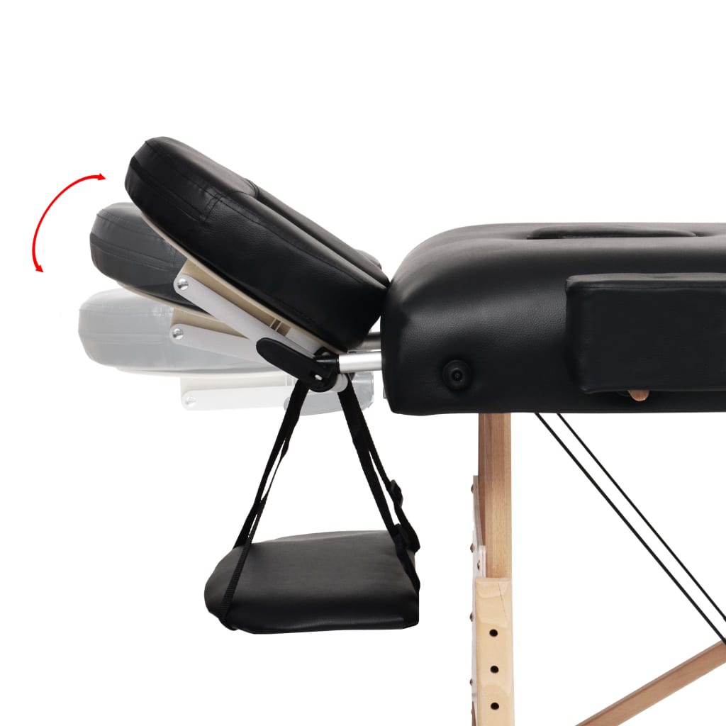Set Lettino Massaggio Pieghevole 2 Zone 10 cm e Sgabello Nero | homemem39