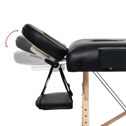 Set Lettino Massaggio Pieghevole 2 Zone 10 cm e Sgabello Nero | homemem39