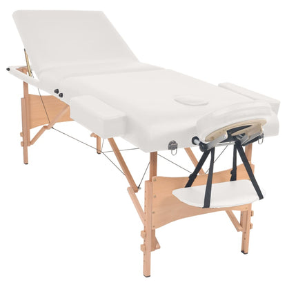 Set Lettino Massaggio Pieghevole 3 Zone 10 cm e Sgabello Bianco | homemem39