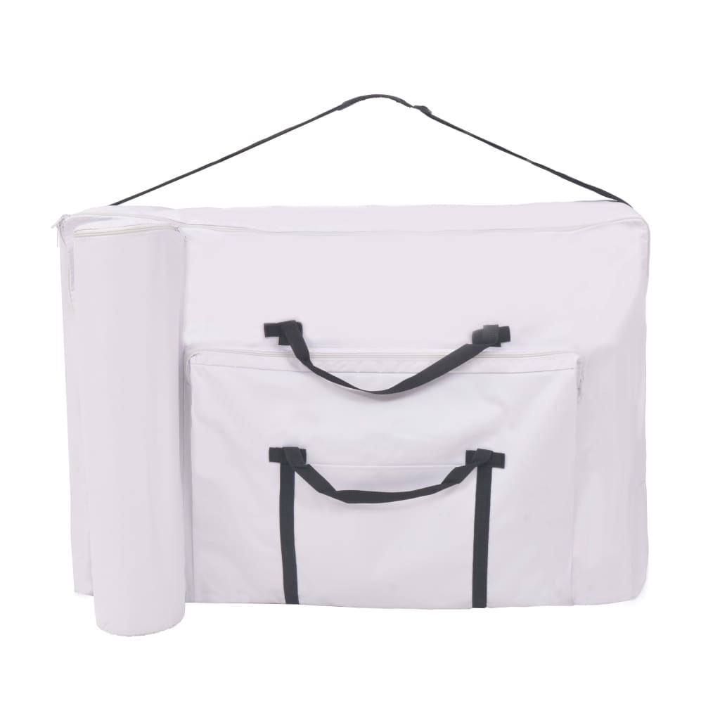 Set Lettino Massaggio Pieghevole 3 Zone 10 cm e Sgabello Bianco | homemem39