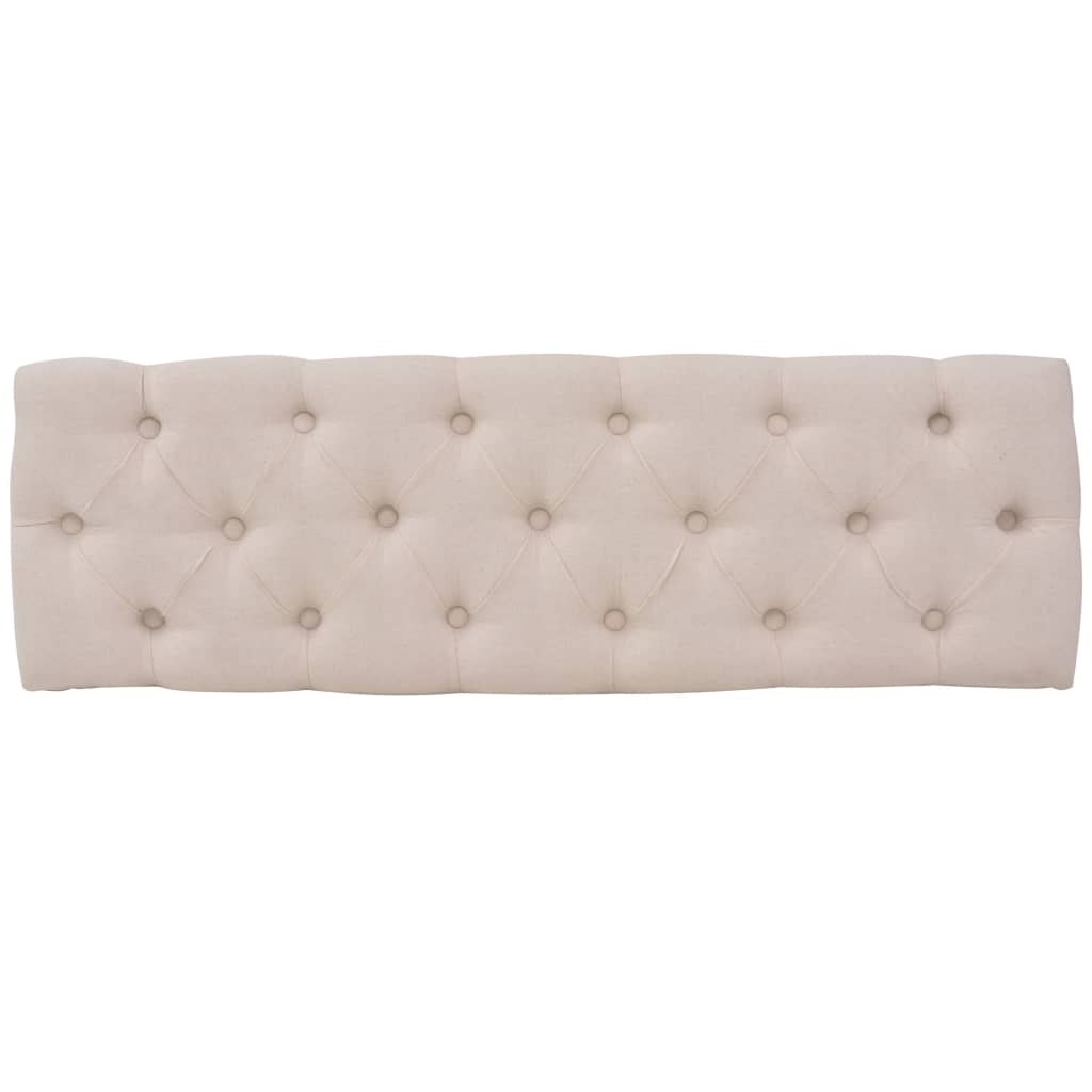 Panca in Legno Massello e Lino 110x38x48 cm Bianco Crema | homemem39