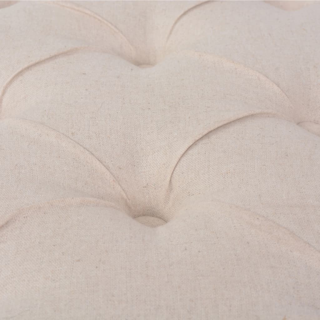 Panca in Legno Massello e Lino 110x38x48 cm Bianco Crema | homemem39
