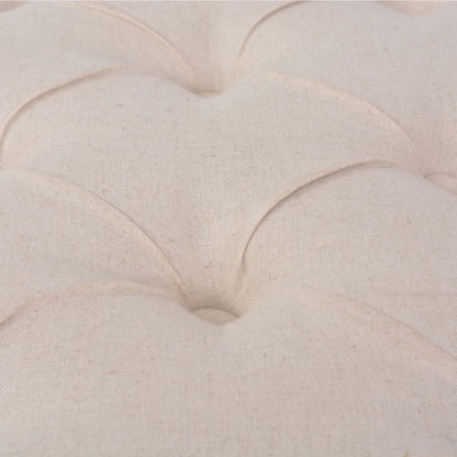 Panca in Legno Massello e Lino 110x38x48 cm Bianco Crema | homemem39