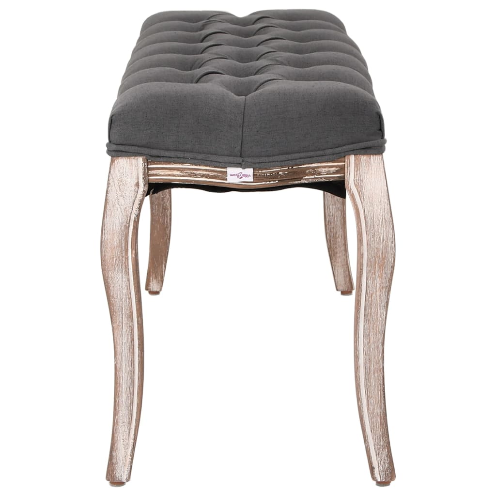 Panca in Lino e Legno Massello 110x38x48 cm Grigio Scuro - homemem39
