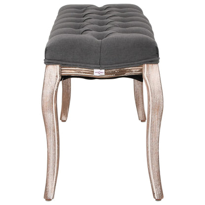 Panca in Lino e Legno Massello 110x38x48 cm Grigio Scuro - homemem39