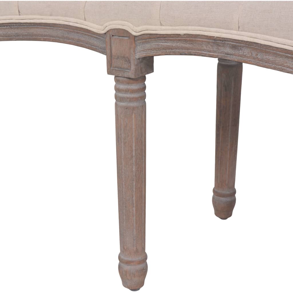 Panca in Legno Massello e Lino 150x40x48 cm Bianco Crema | homemem39