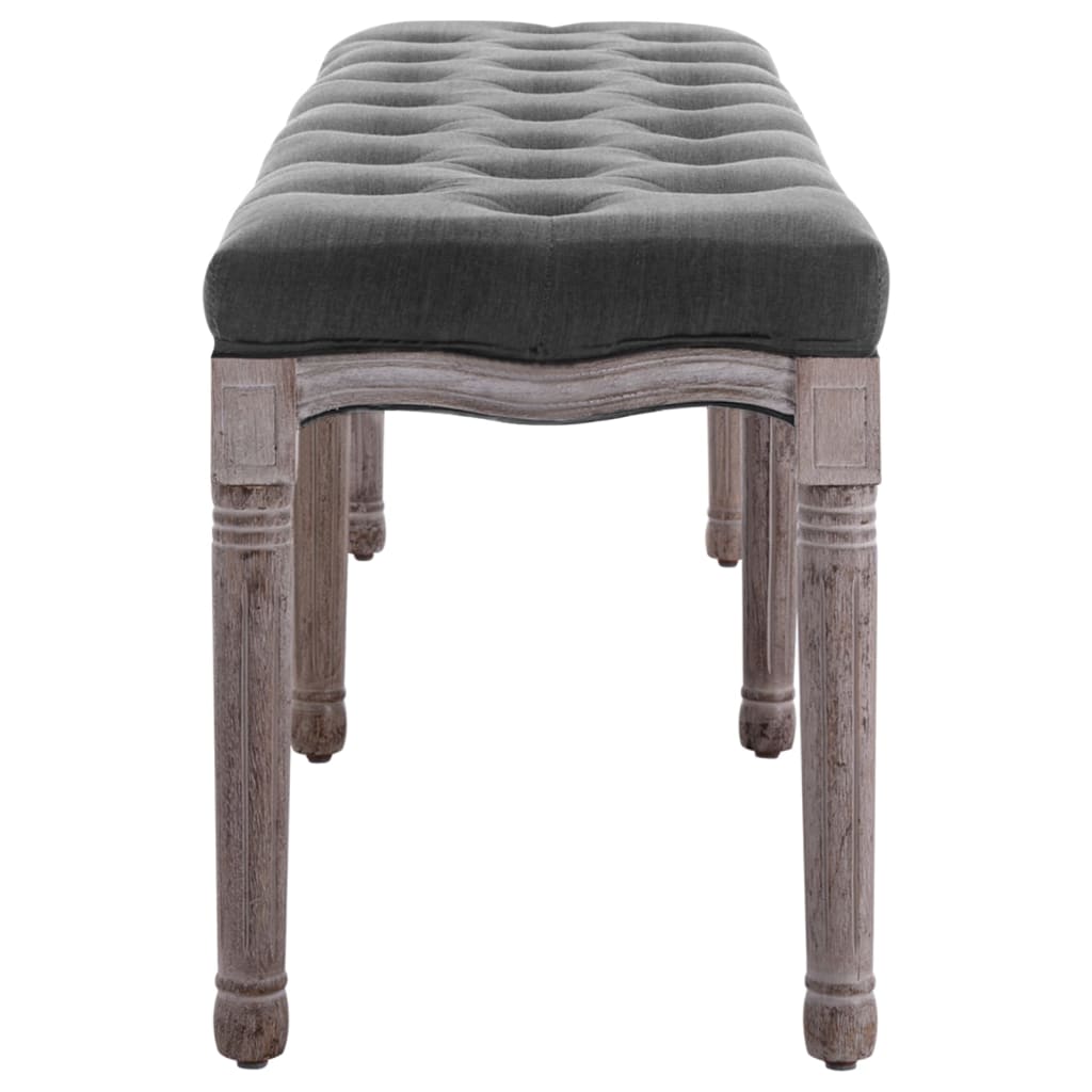 Panca in Lino e Legno Massello 150x40x48 cm Grigio Scuro | homemem39