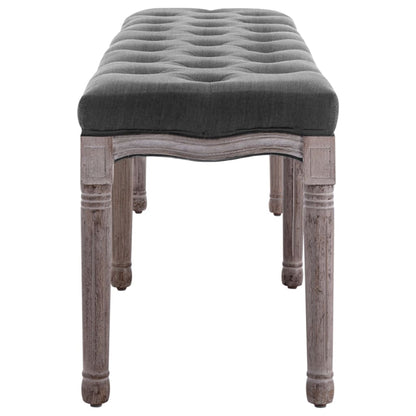 Panca in Lino e Legno Massello 150x40x48 cm Grigio Scuro | homemem39