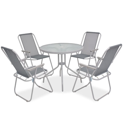 Set da Pranzo da Giardino 6 pz in Acciaio e Textilene Grigio - homemem39