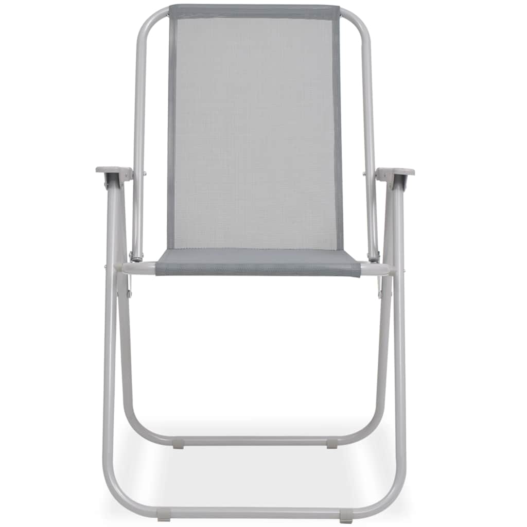 Set da Pranzo da Giardino 6 pz in Acciaio e Textilene Grigio
