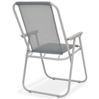 Set da Pranzo da Giardino 6 pz in Acciaio e Textilene Grigio