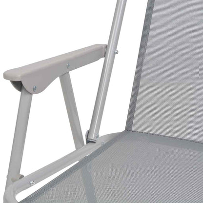 Set da Pranzo da Giardino 6 pz in Acciaio e Textilene Grigio