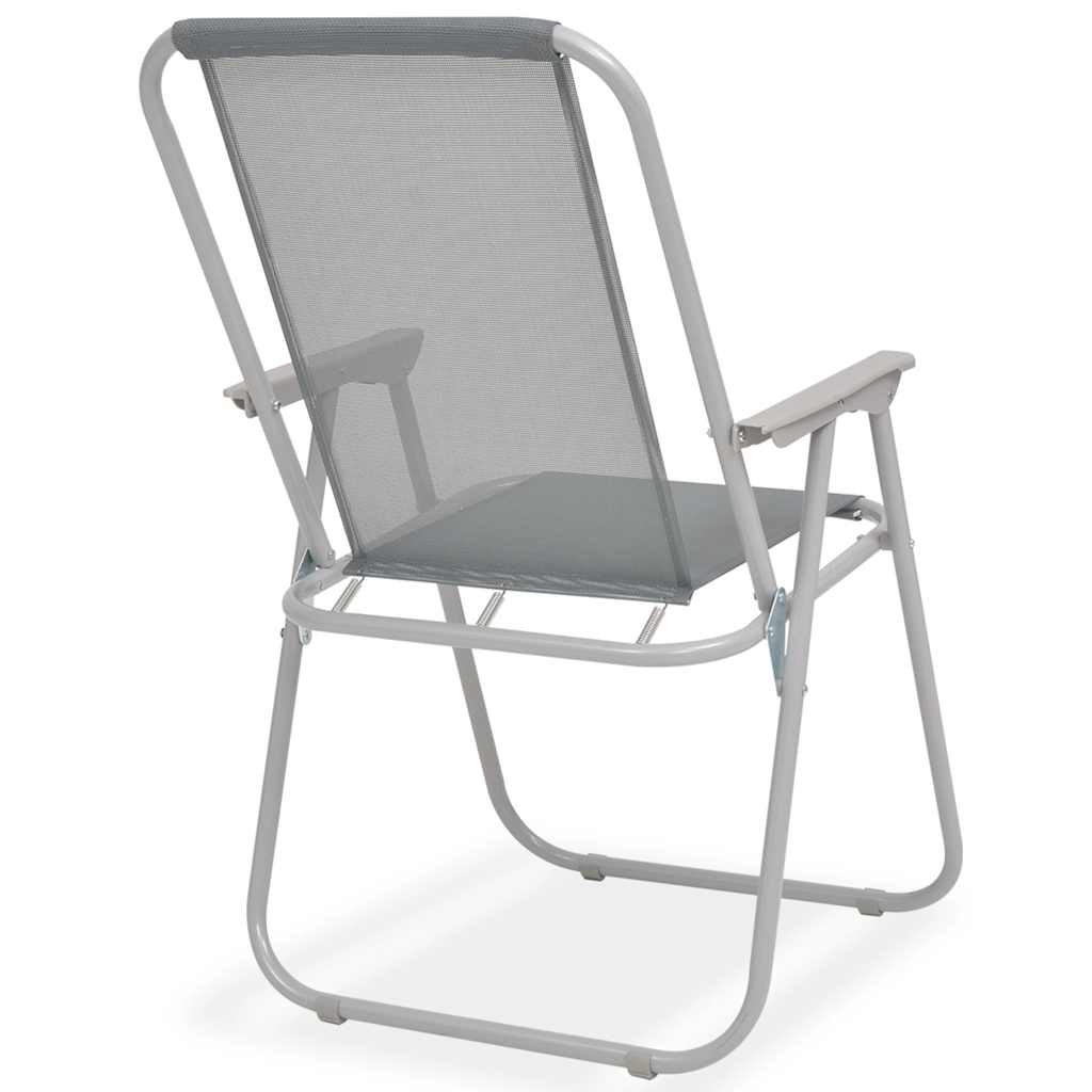 Set da Pranzo da Giardino 8 pz in Acciaio e Textilene Grigio