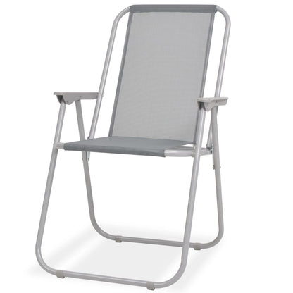 Set da Pranzo da Giardino 8 pz in Acciaio e Textilene Grigio | homemem39