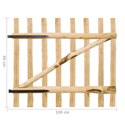 Cancello Singolo per Recinzione in Legno di Nocciolo 100x90 cm | homemem39
