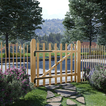 Cancello Singolo per Recinzione in Legno di Nocciolo 100x90 cm | homemem39