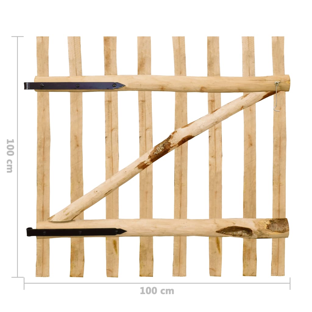 Cancello Singolo per Recinzione in Legno di Nocciolo 100x100 cm | homemem39