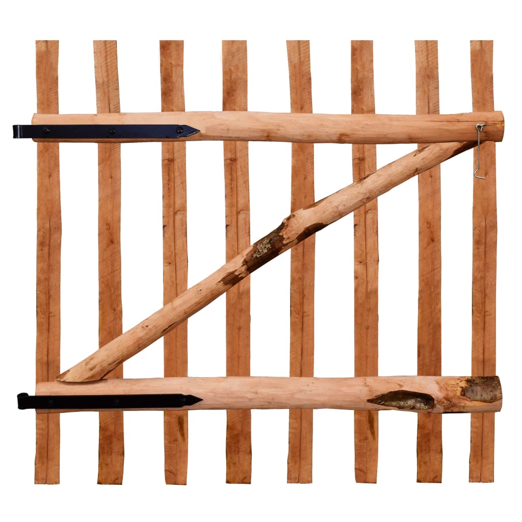 Cancello Singolo Recinzione Legno Nocciolo Impregnato 100x100cm | homemem39