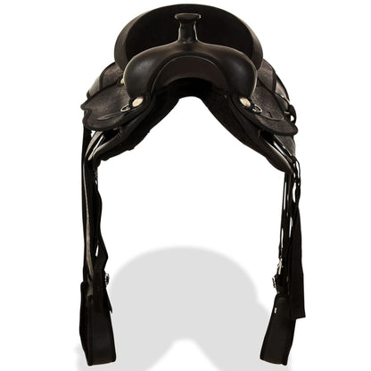 Sella Western Testiera e Pettorale in Vera Pelle 16" Nero