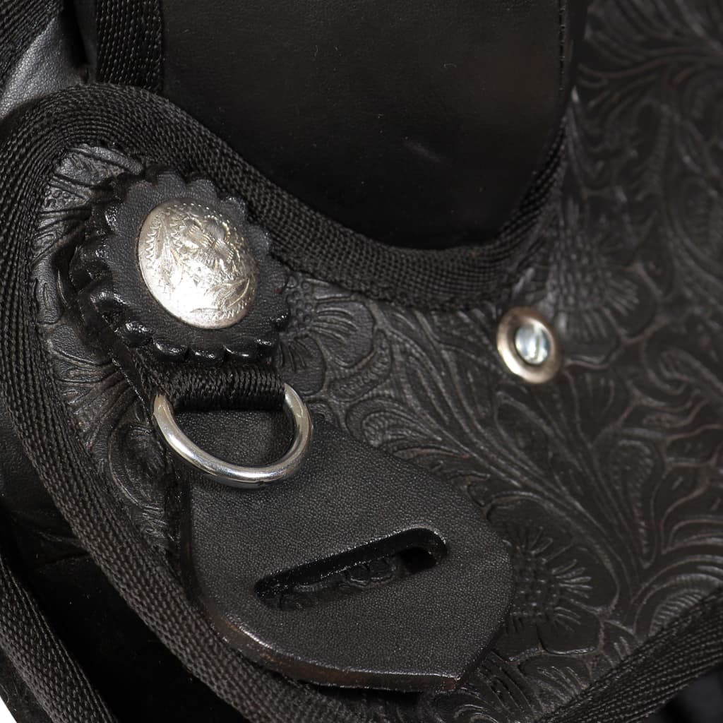Sella Western Testiera e Pettorale in Vera Pelle 13" Nero