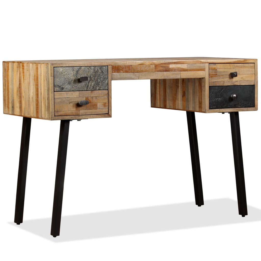 Scrivania in Legno Massello di Teak di Recupero 110x50x76 cm | homemem39