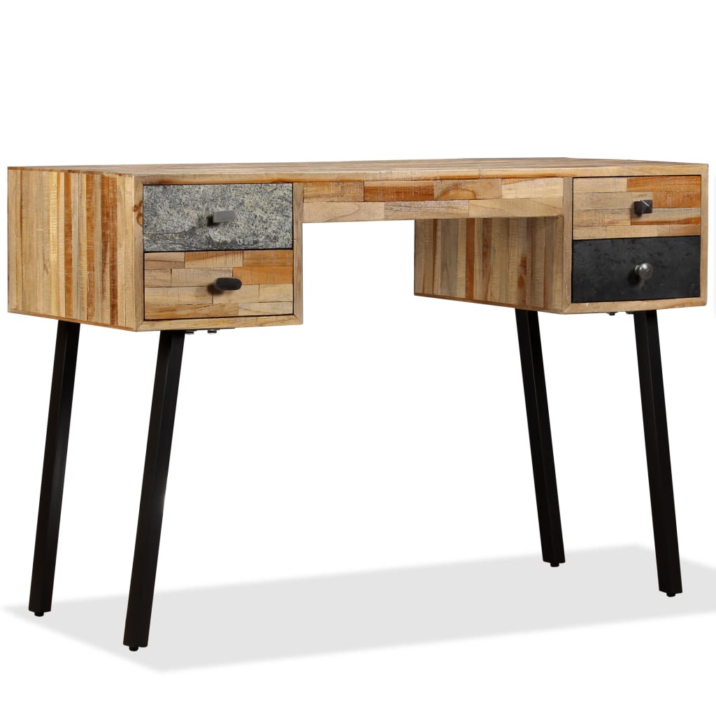 Scrivania in Legno Massello di Teak di Recupero 110x50x76 cm