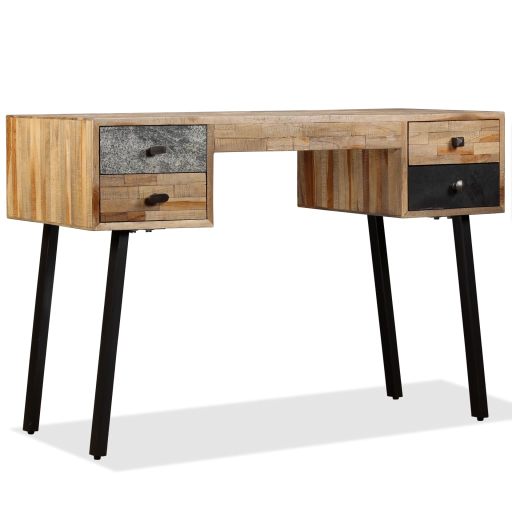 Scrivania in Legno Massello di Teak di Recupero 110x50x76 cm