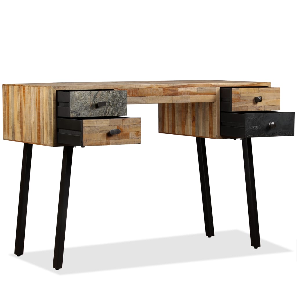 Scrivania in Legno Massello di Teak di Recupero 110x50x76 cm | homemem39