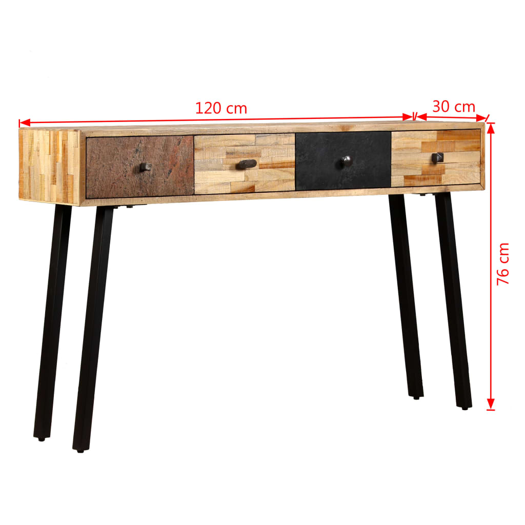 Tavolo Consolle in Legno Massello di Teak 120x30x76 cm - homemem39