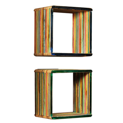 Set di Mensole 3 pz in Massello di Teak di Recupero Multicolore | homemem39