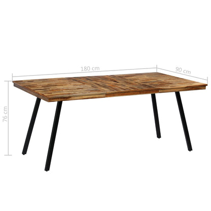 Tavolo da Pranzo in Teak Recuperato e Acciaio 180x90x76 cm