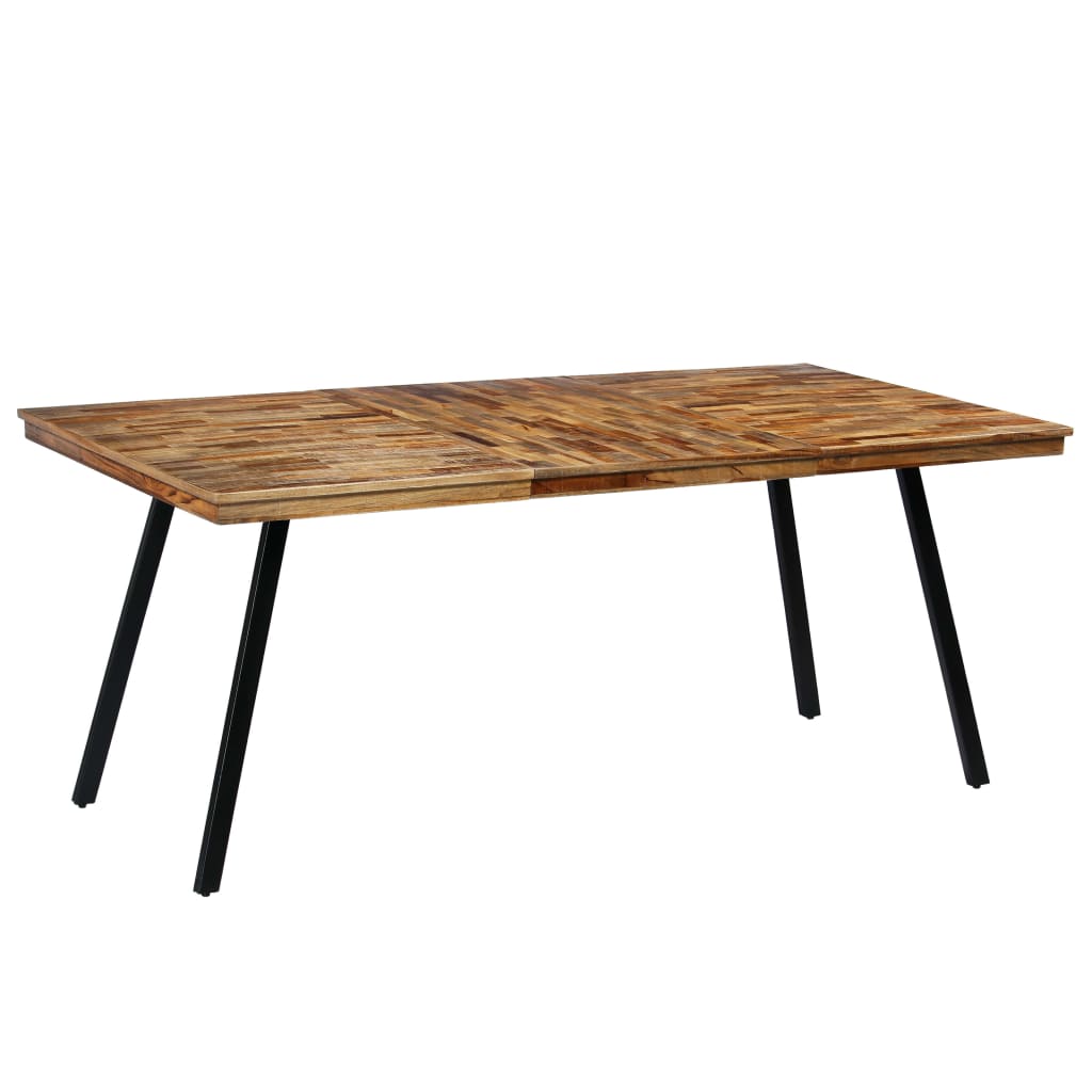 Tavolo da Pranzo in Teak Recuperato e Acciaio 180x90x76 cm