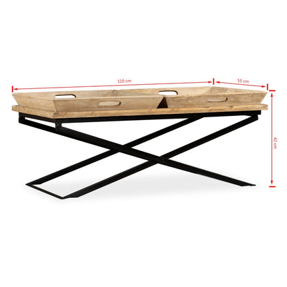 Tavolino da Salotto in Legno Massello di Mango 110x55x42 cm