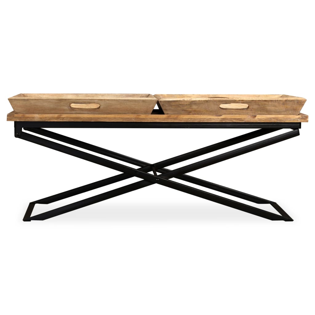 Tavolino da Salotto in Legno Massello di Mango 110x55x42 cm