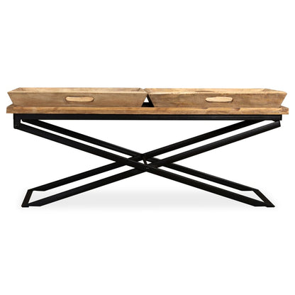 Tavolino da Salotto in Legno Massello di Mango 110x55x42 cm