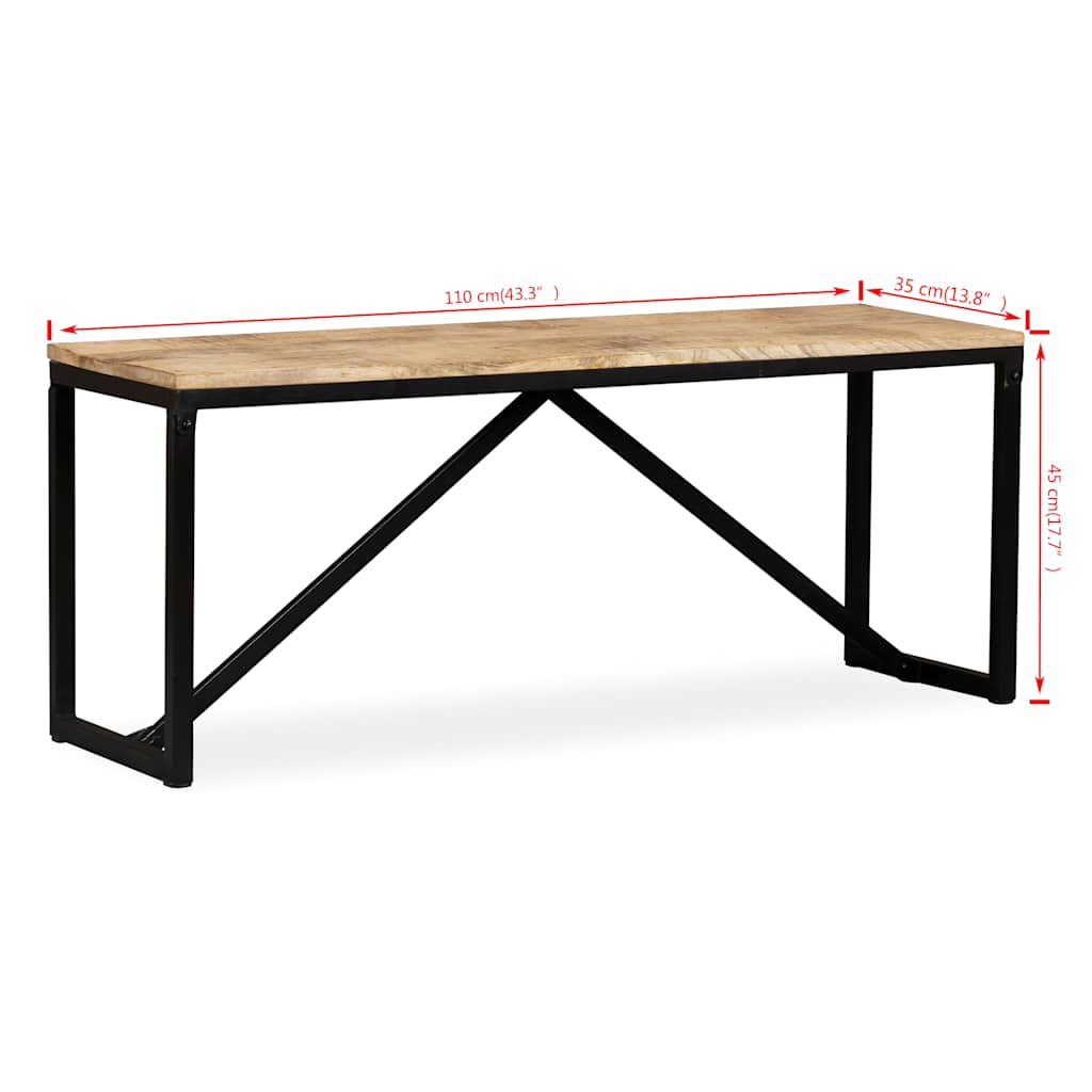 Panca in Legno Massello di Mango 110x35x45 cm | homemem39