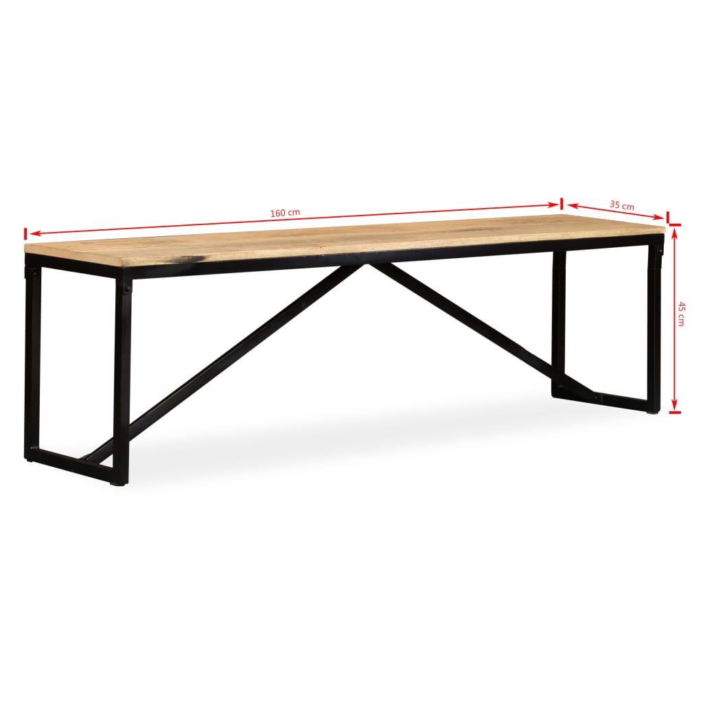 Panca in Legno Massello di Mango 160x35x45 cm | homemem39