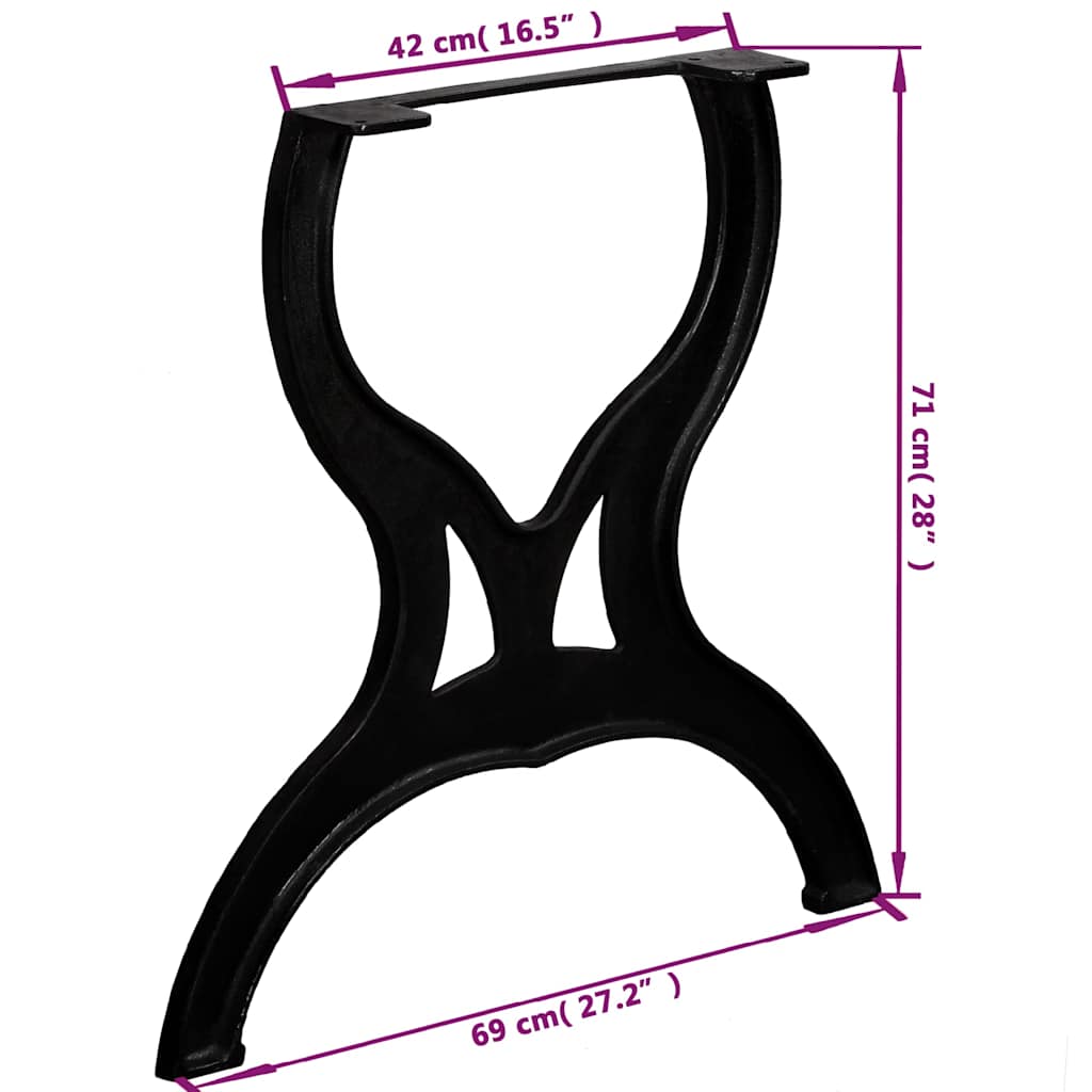 Gambe per Tavolo da Pranzo 2 pz a Forma di X in Ghisa