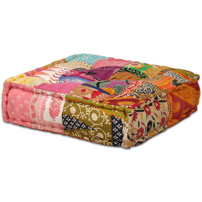 Pouf Modulare a 4 Posti in Tessuto Patchwork