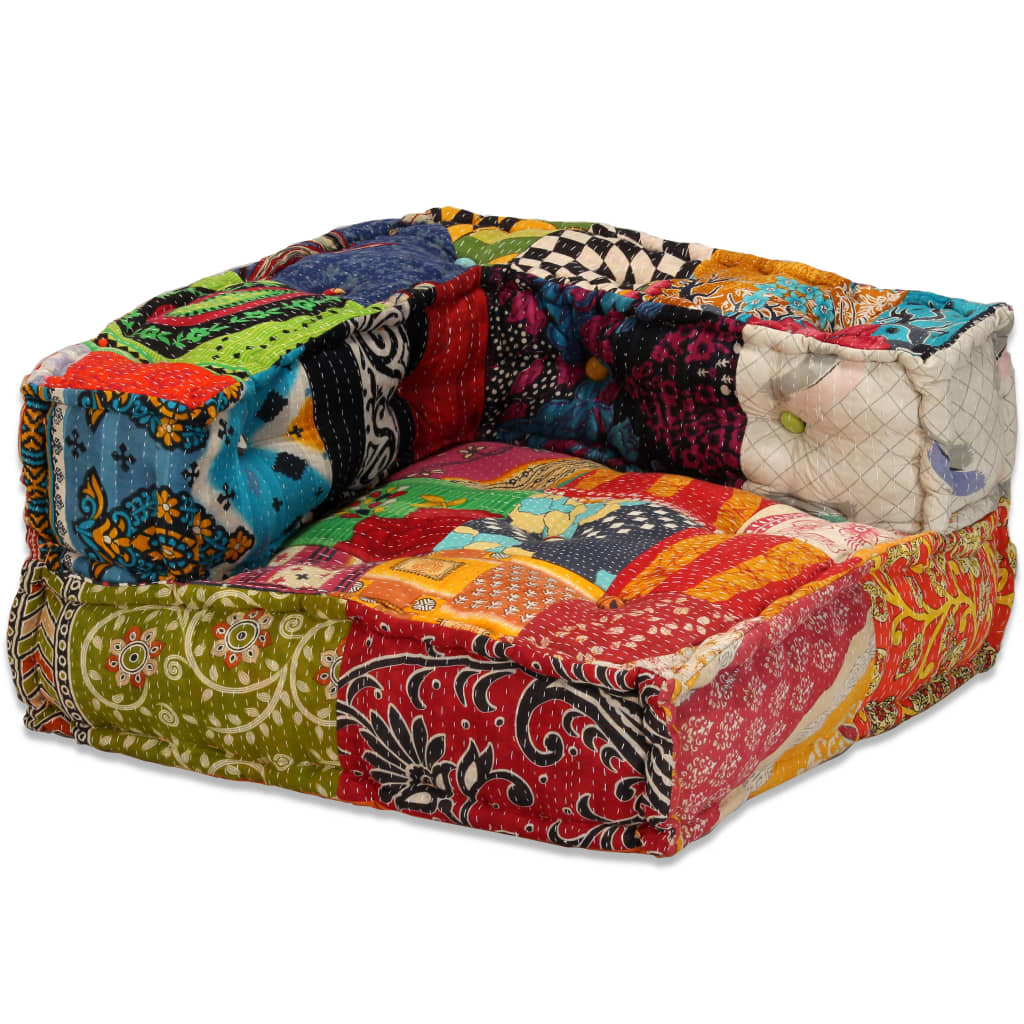 Pouf Modulare a 4 Posti in Tessuto Patchwork