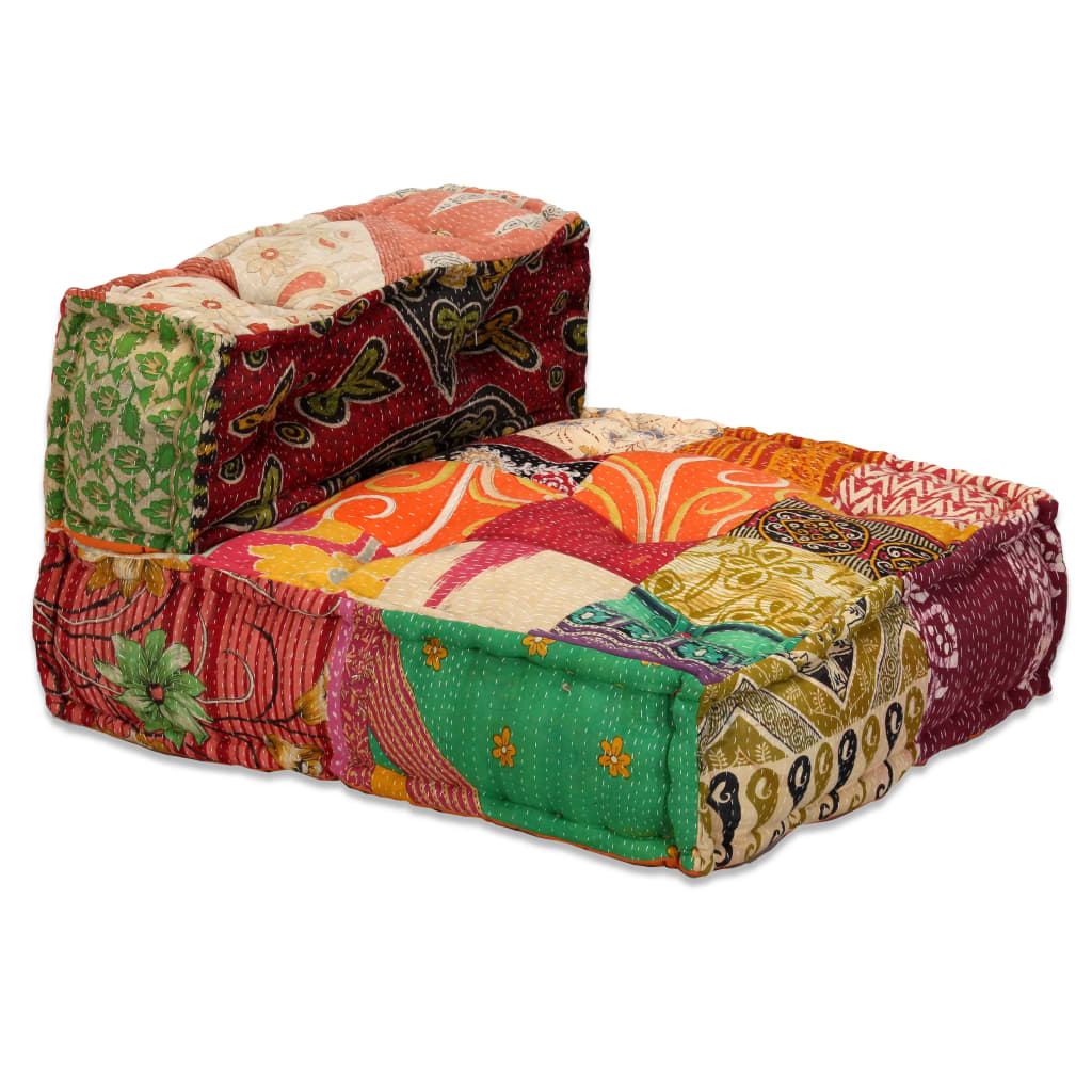 Pouf Modulare a 4 Posti in Tessuto Patchwork