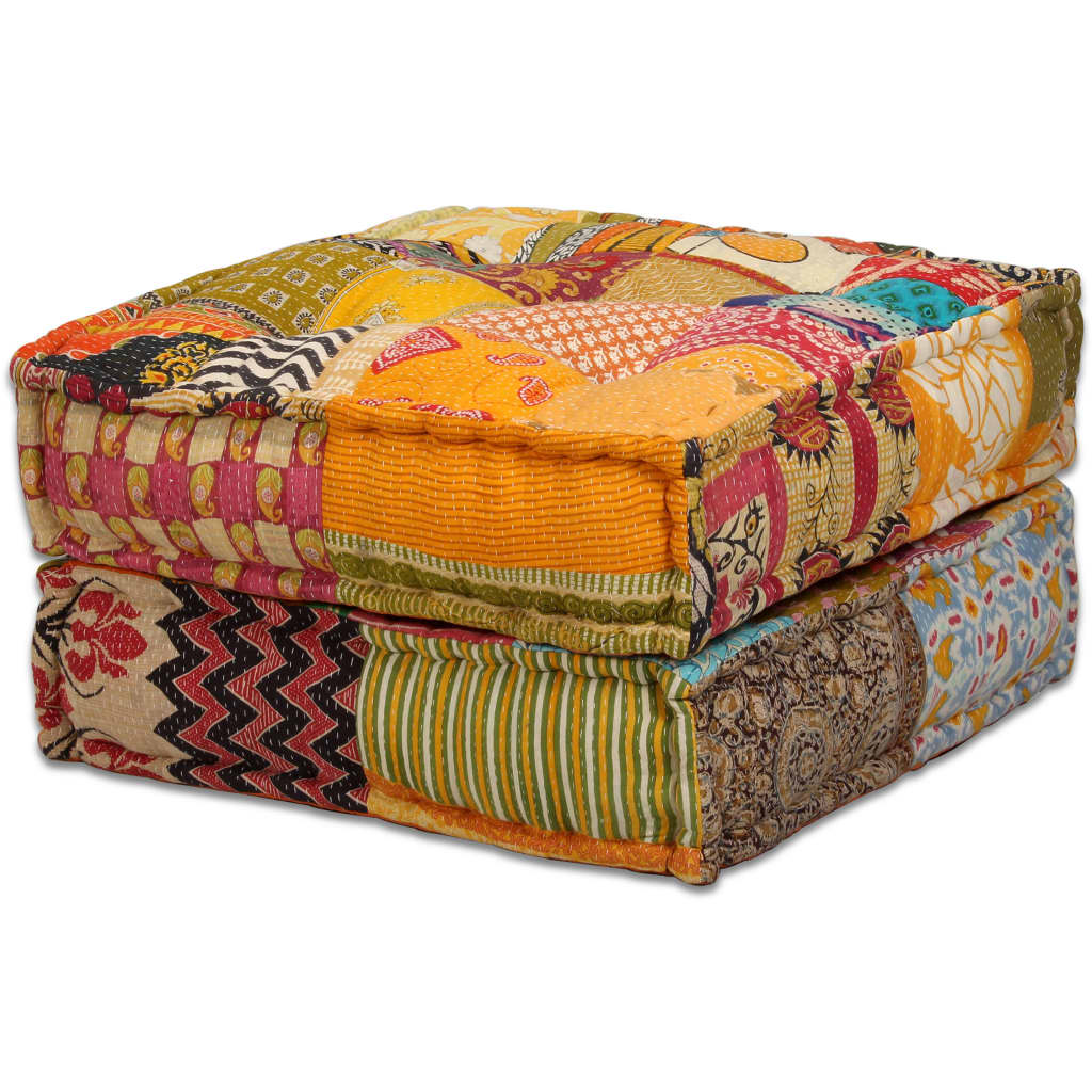 Pouf Modulare a 4 Posti in Tessuto Patchwork