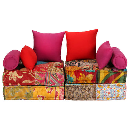 2-Seater Modular Pouf in Patchwork Fabric