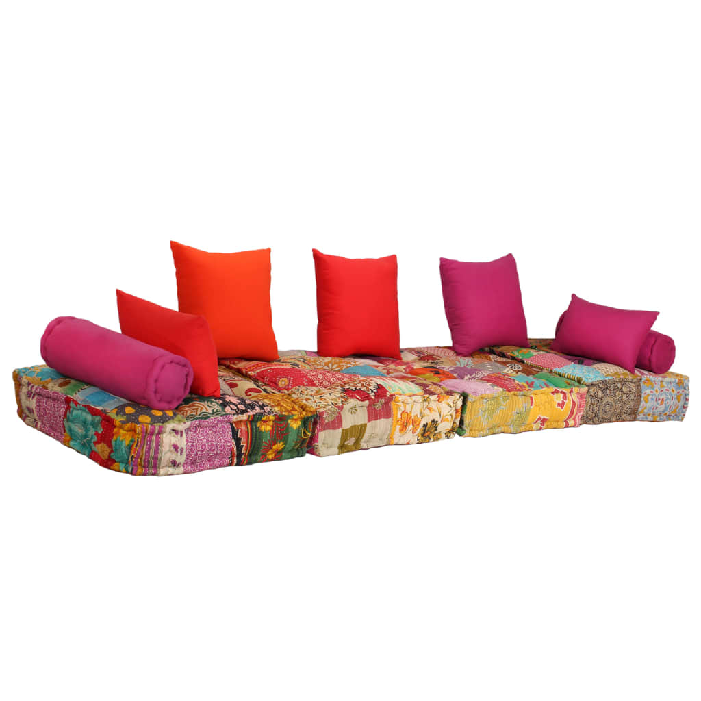 2-Seater Modular Pouf in Patchwork Fabric