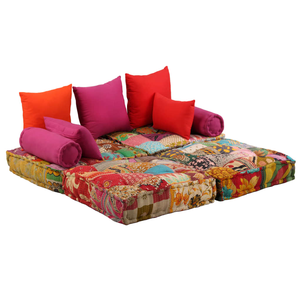 2-Seater Modular Pouf in Patchwork Fabric