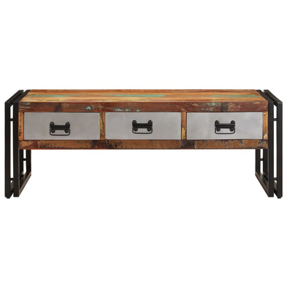Tavolino con 3 Cassetti in Massello Recuperato 100x50x35cm | homemem39