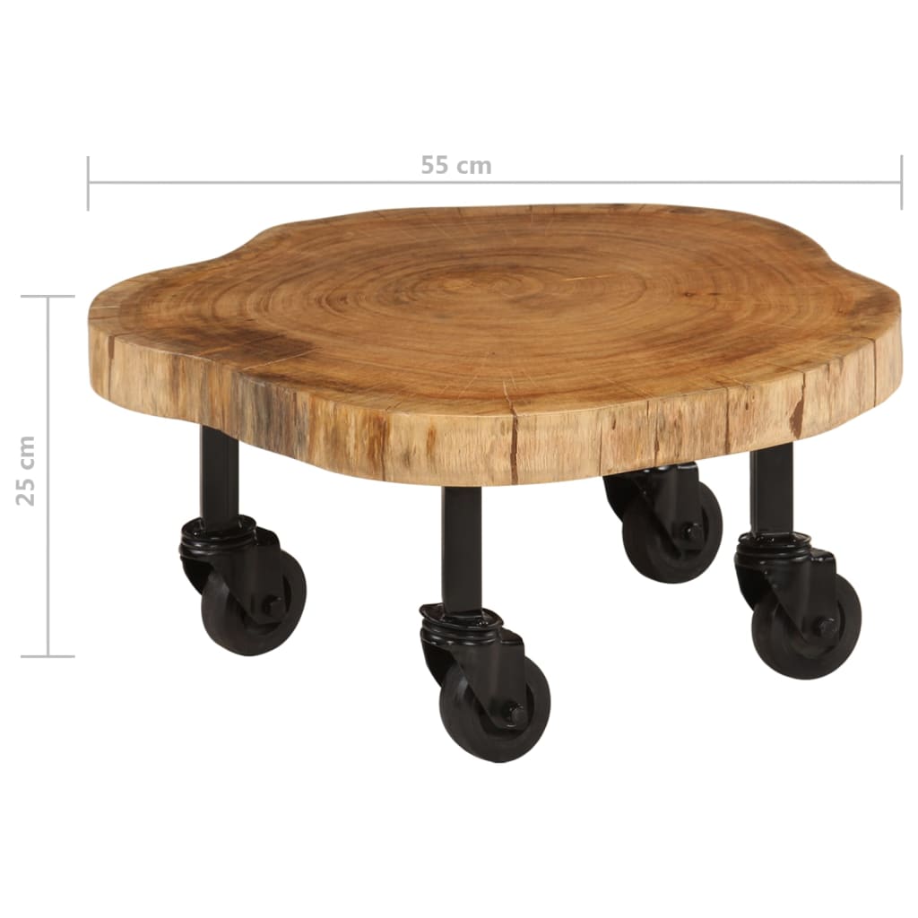 Tavolino da Salotto in Legno Massello di Acacia 60x55x25 cm