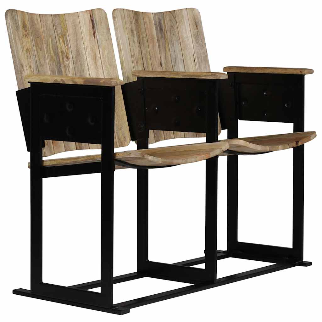 Panca a 2 Posti in Legno Massello di Mango e Acciaio - homemem39