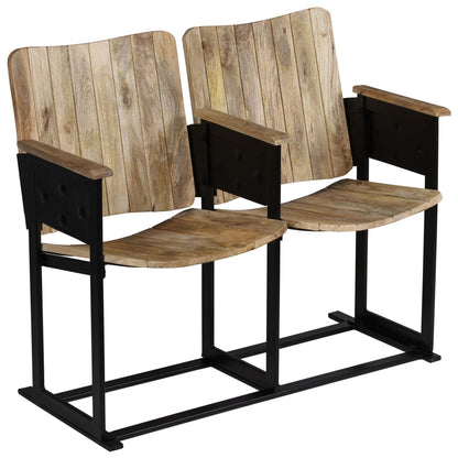 Panca a 2 Posti in Legno Massello di Mango e Acciaio - homemem39