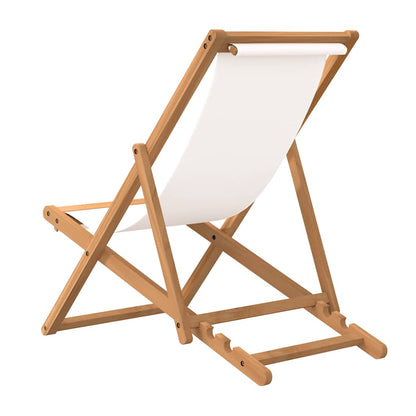 Sedia a Sdraio in Legno di Teak 56x105x96 cm Crema | homemem39